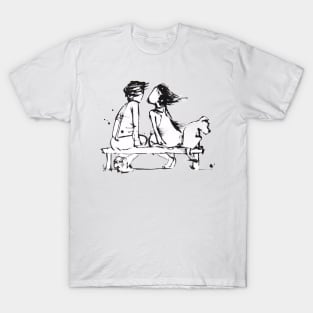 Love is in the Wind - Romance on a park bench T-Shirt